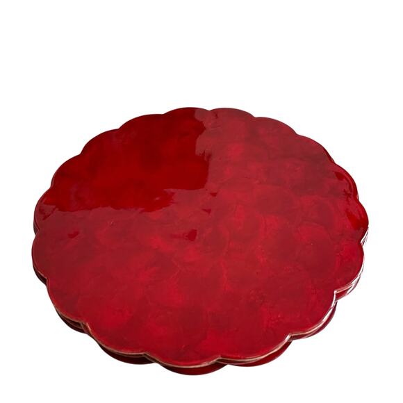 Neiman Marcus Red Round Capiz Shell Placemats 14in Set of 4 $190 NEW - Picture 7 of 10